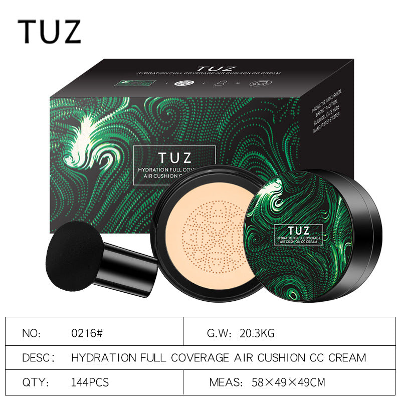 TUZ0216 English Version Green Mushroom Head Air Cushion Modification Concealer Foundation Base Anti-sweat BB Cream Cross-border CC Cream