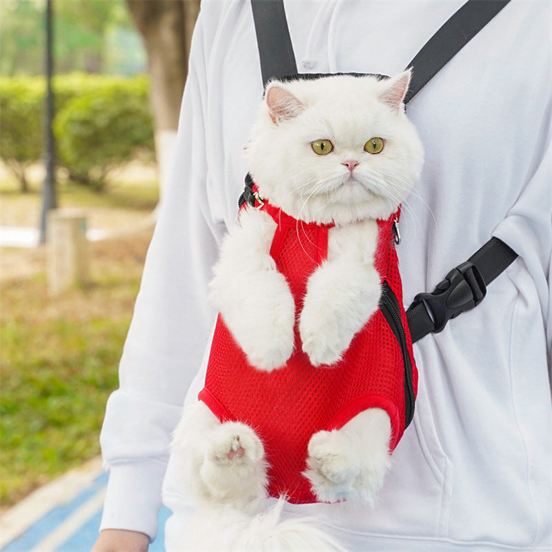 Dog Cat Backpack Pet Backpack Portable Mesh Breathable Backpack Medium And Small Dog Supplies
