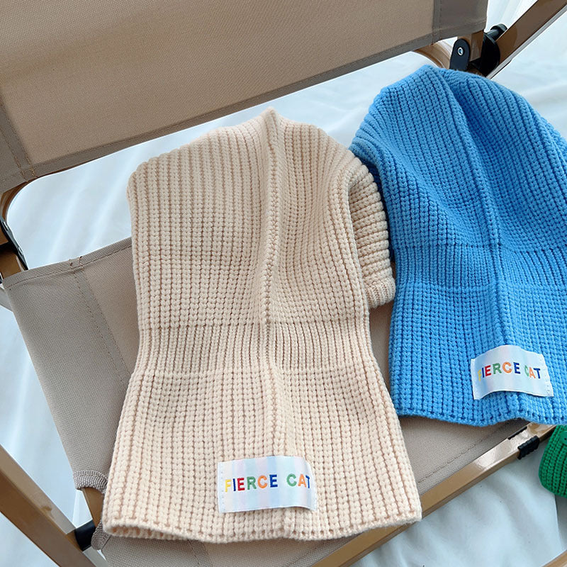Children's One-piece Hat Dopamine Boys And Girls Solid Color All-match Knitted Hat Baby Autumn And Winter Earmuffs Warm Fashion
