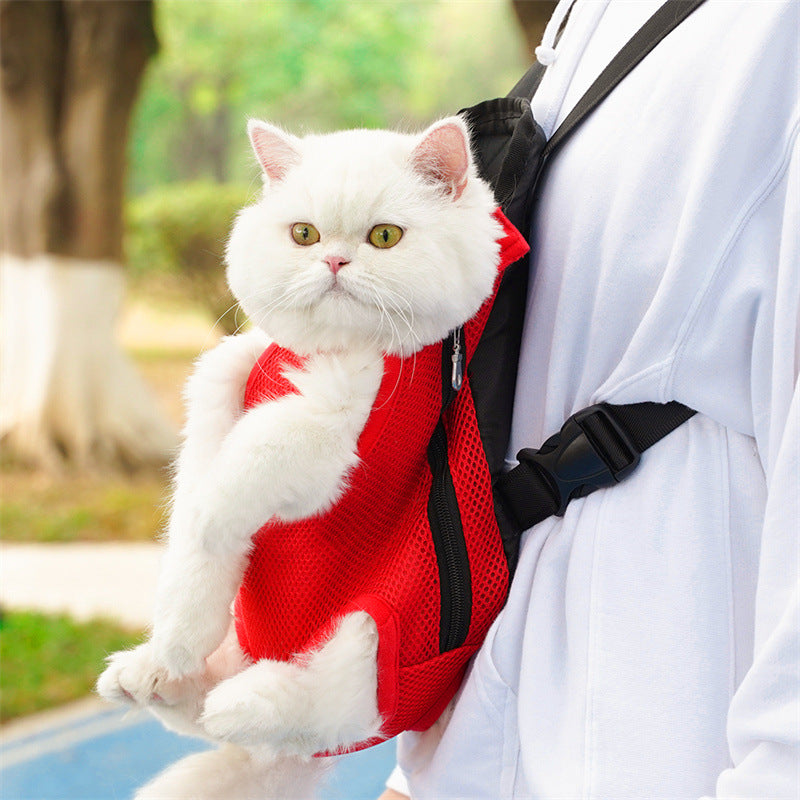 Dog Cat Backpack Pet Backpack Portable Mesh Breathable Backpack Medium And Small Dog Supplies