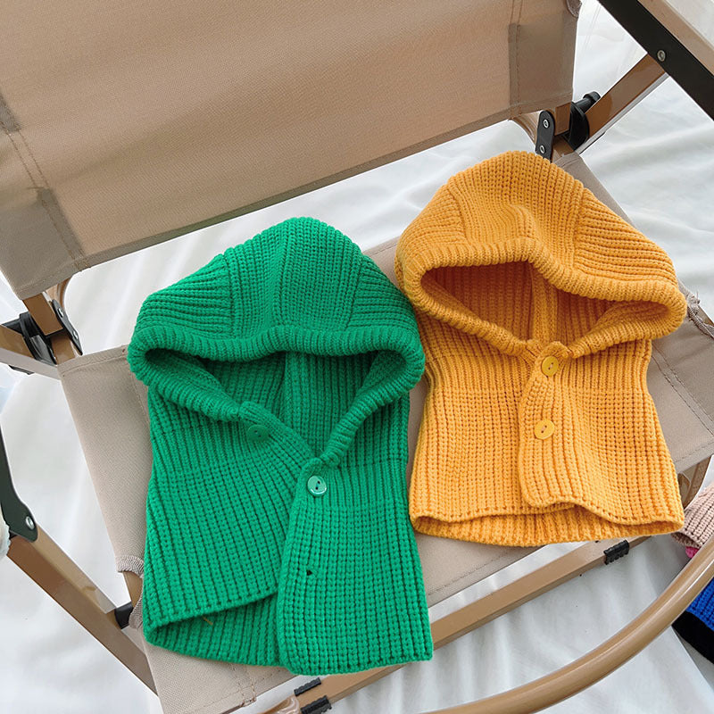 Children's One-piece Hat Dopamine Boys And Girls Solid Color All-match Knitted Hat Baby Autumn And Winter Earmuffs Warm Fashion