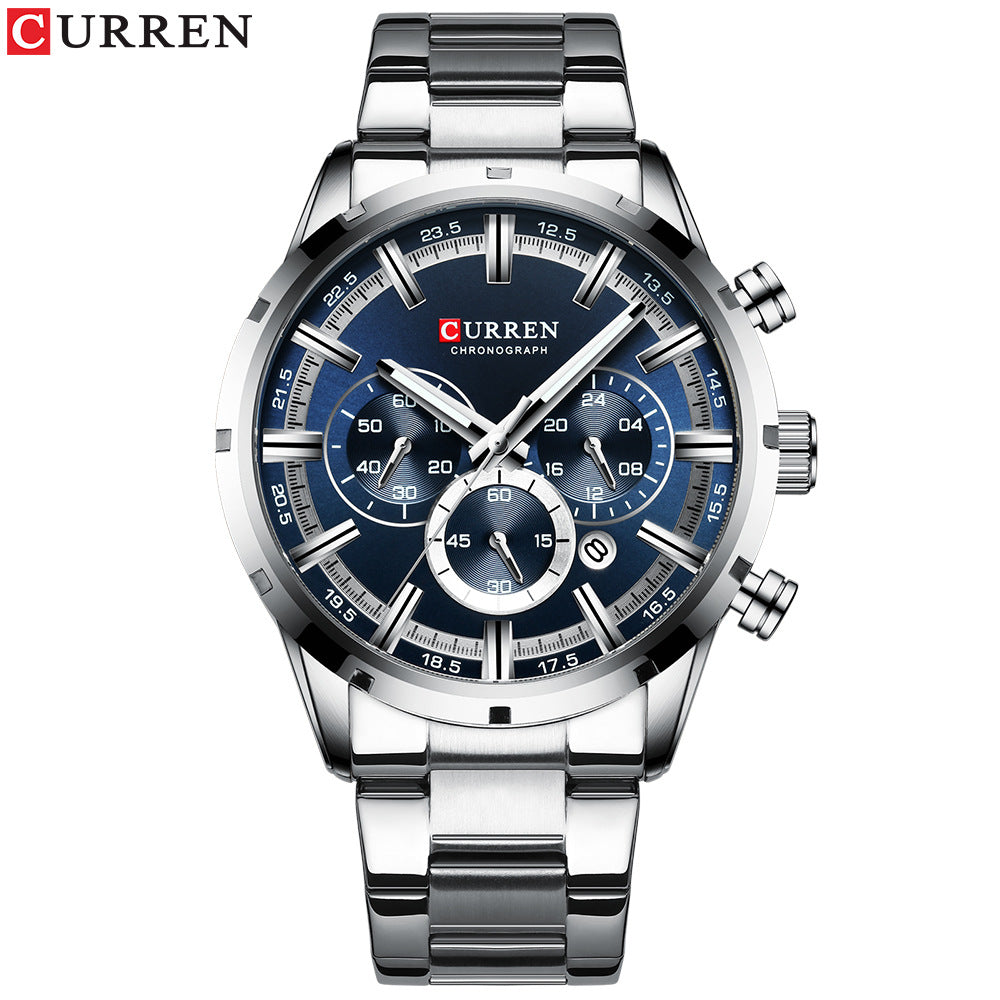 CURREN Karien 8355 Water Quartz Six-Needle Calendar Steel Band Business Watch Men&#039;s Watch