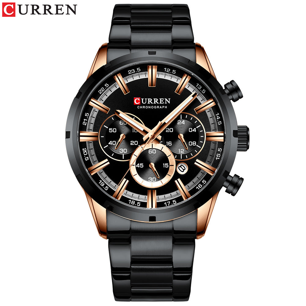 CURREN Karien 8355 Water Quartz Six-Needle Calendar Steel Band Business Watch Men&#039;s Watch