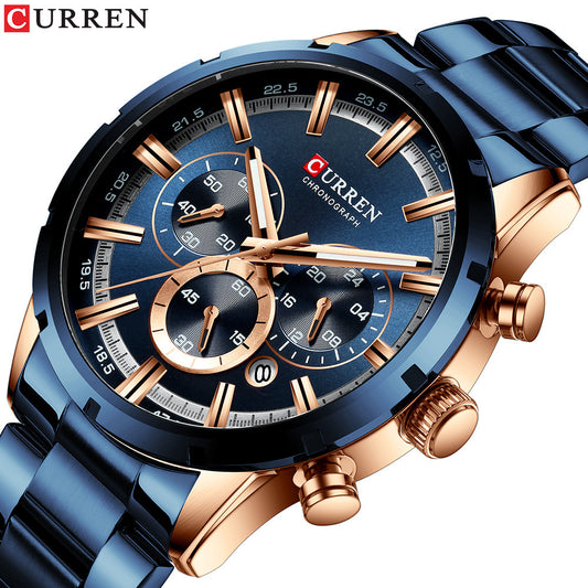 CURREN Karien 8355 Water Quartz Six-Needle Calendar Steel Band Business Watch Men&#039;s Watch