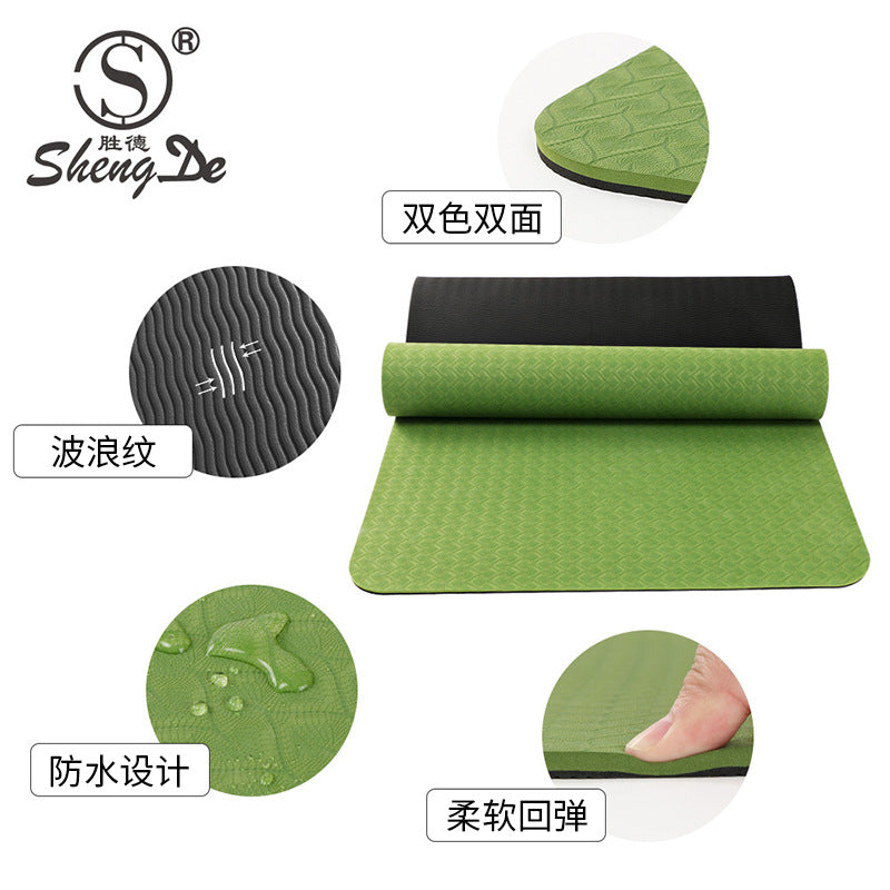 6MM Double-layer Two-color TPE Yoga Mat Factory Spot Money Sports Fitness Mat Manufacturers Wholesale