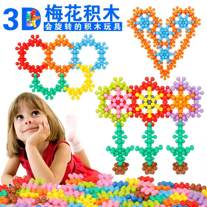Puzzle Stereo 3D Rotatable Plum Blossom Building Blocks Snowflake Pieces Assembled Enlightenment Boys And Girls Holiday Gifts