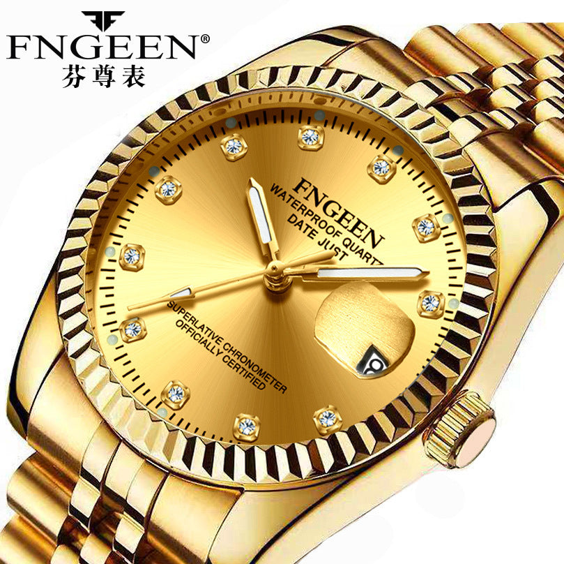 Gold Fashion Watch For Businessman By FNGEEN