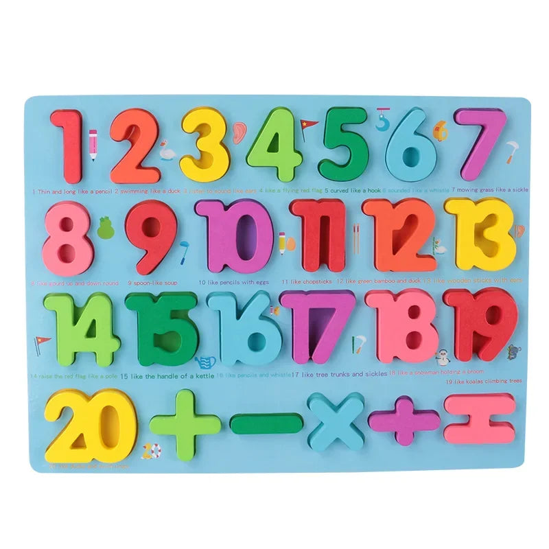 Children&#039;s Early Education Digital Alphabet Shape Cognitive Board Baby&#039;s Three-Dimensional Wooden Hand-Grasping Jigsaw Puzzle Intelligence Toys