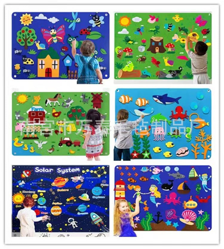 Cross-border Felt Learning Board Puzzle Diy Wholesale Wall Hanging Felt Story Board Children Busy Board New Style
