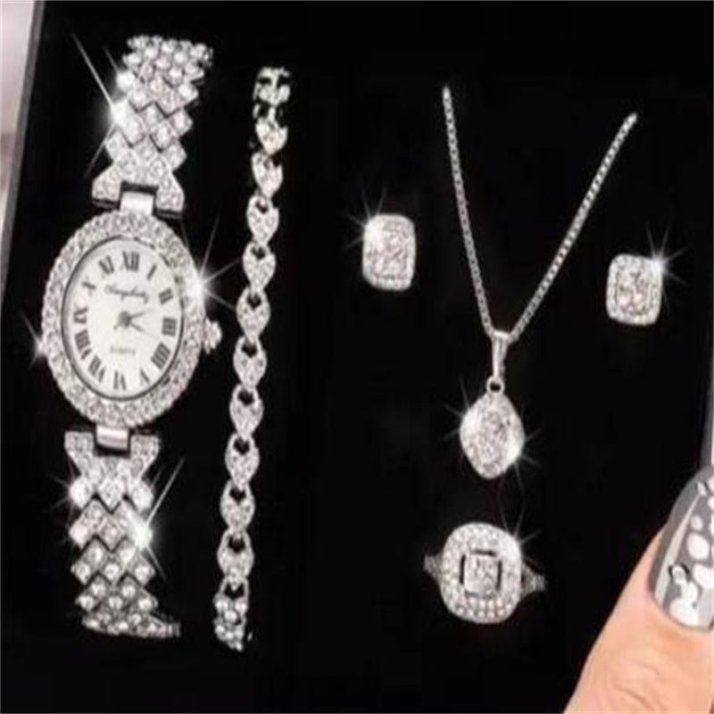 New Full Diamond Luxury Bracelet Watch Set Ladies Quartz Watch