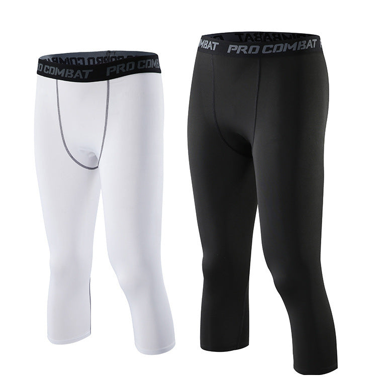 Men&#039;s Leggings High-elastic Quick-drying Track And Field Running Five-point Shorts Compression Basketball Bottoming Yoga Pants Fitness Trousers
