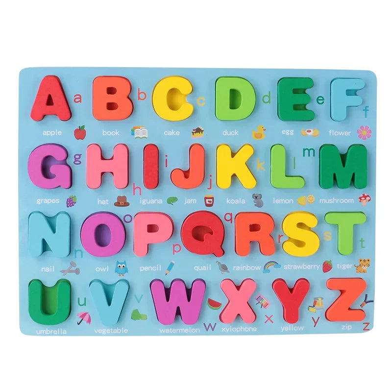 Children&#039;s Early Education Digital Alphabet Shape Cognitive Board Baby&#039;s Three-Dimensional Wooden Hand-Grasping Jigsaw Puzzle Intelligence Toys