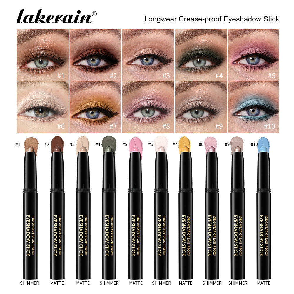 Cross-border Lakerain Cream Eyeshadow Stick Matte Pearlescent Gradient Eyeshadow One-touch Molding Lazy Eyeshadow Pen
