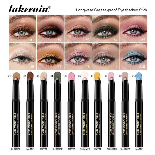 Cross-border Lakerain Cream Eyeshadow Stick Matte Pearlescent Gradient Eyeshadow One-touch Molding Lazy Eyeshadow Pen