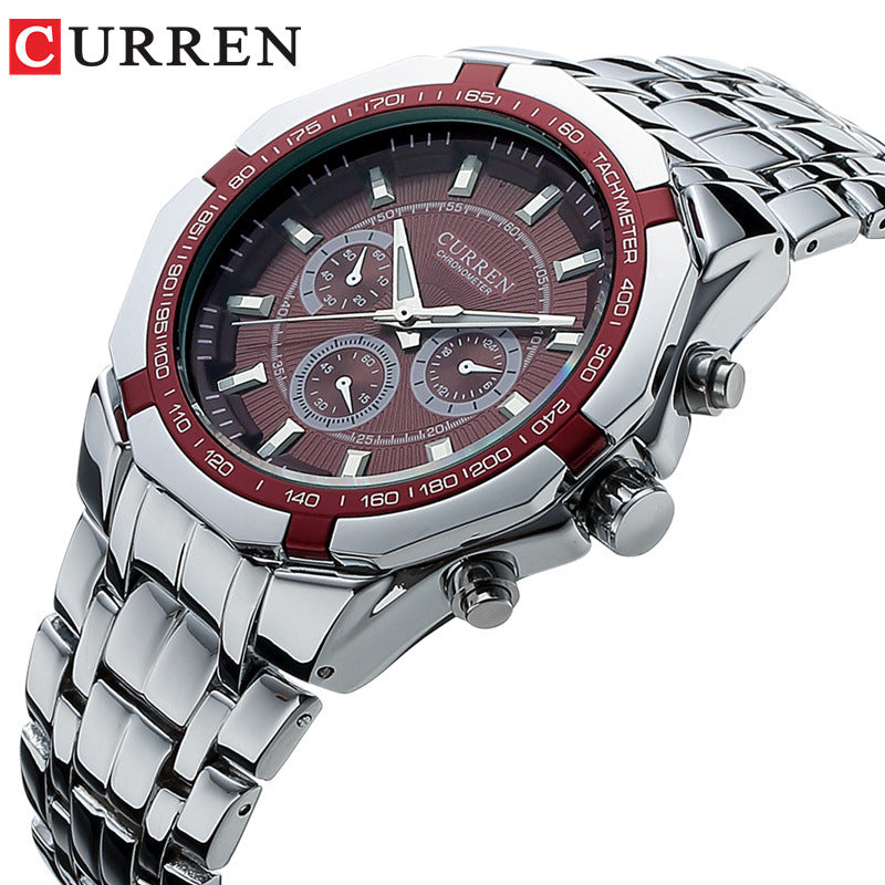 Business Fashion Men&#039;s Precision Watch Quartz Watch False Three-Eye Watch
