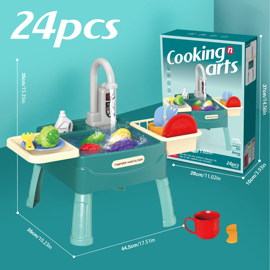 Children&#039;s Dishwasher Toy Simulation Kitchen Dishwasher Electric Circulation Water Washing Basin Play House Mini Set