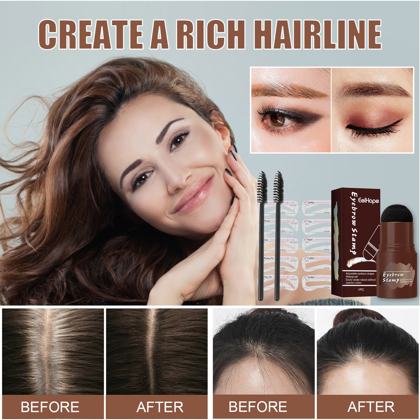 Eyebrow Print Set Eyebrow Fast Makeup Lazy Hairline Powder Repair Natural Waterproof Cosmetic Shadow Artifact