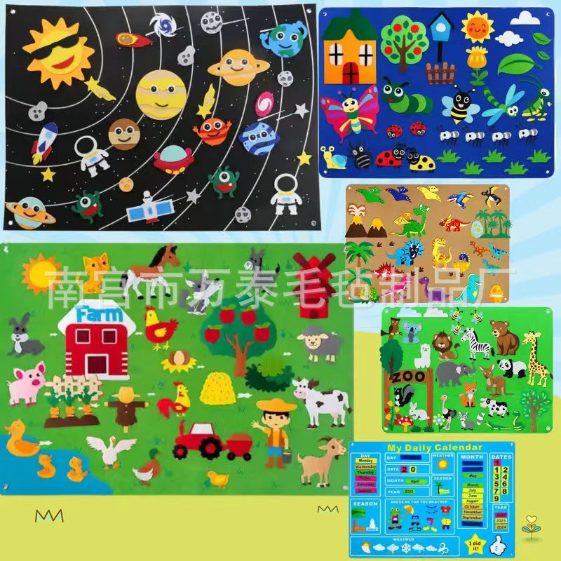 Cross-border Felt Learning Board Puzzle Diy Wholesale Wall Hanging Felt Story Board Children Busy Board New Style