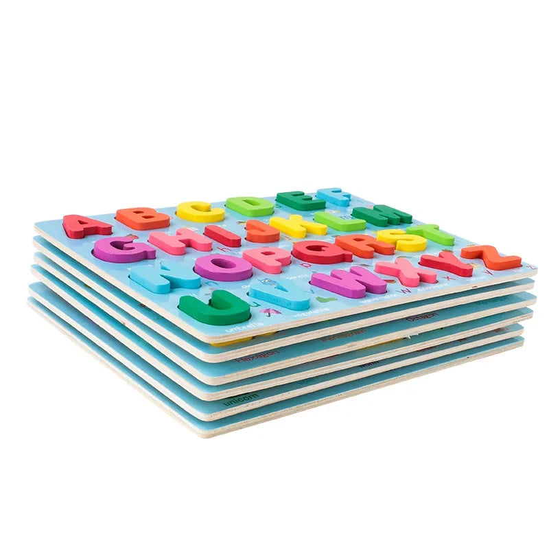 Children&#039;s Early Education Digital Alphabet Shape Cognitive Board Baby&#039;s Three-Dimensional Wooden Hand-Grasping Jigsaw Puzzle Intelligence Toys