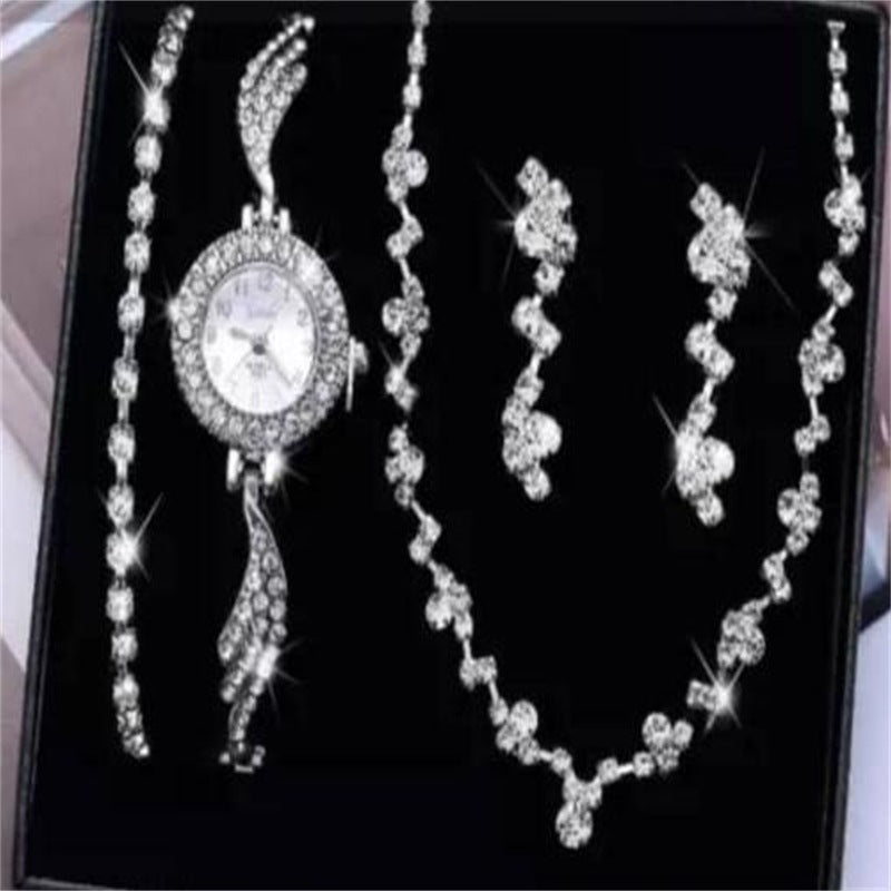 New Full Diamond Luxury Bracelet Watch Set Ladies Quartz Watch