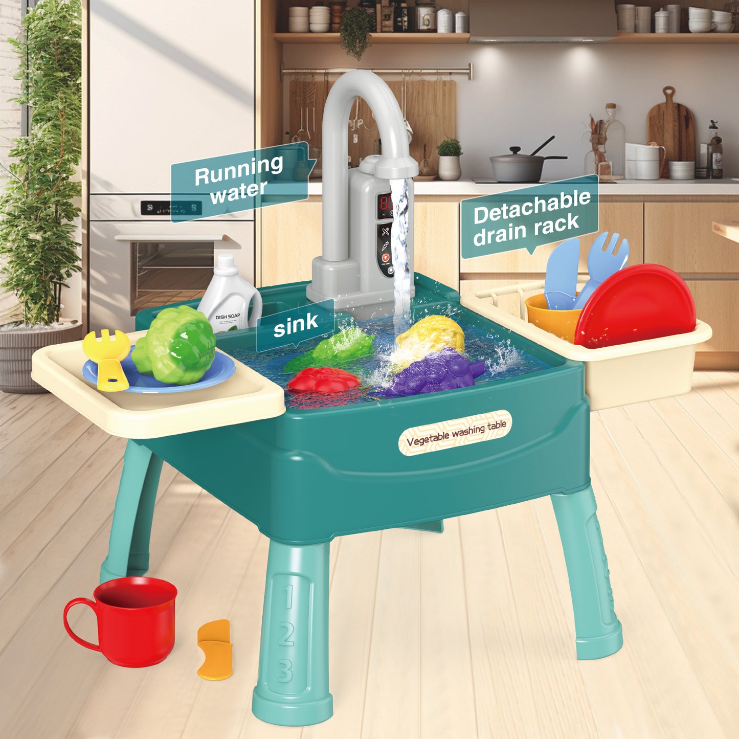 Children&#039;s Dishwasher Toy Simulation Kitchen Dishwasher Electric Circulation Water Washing Basin Play House Mini Set