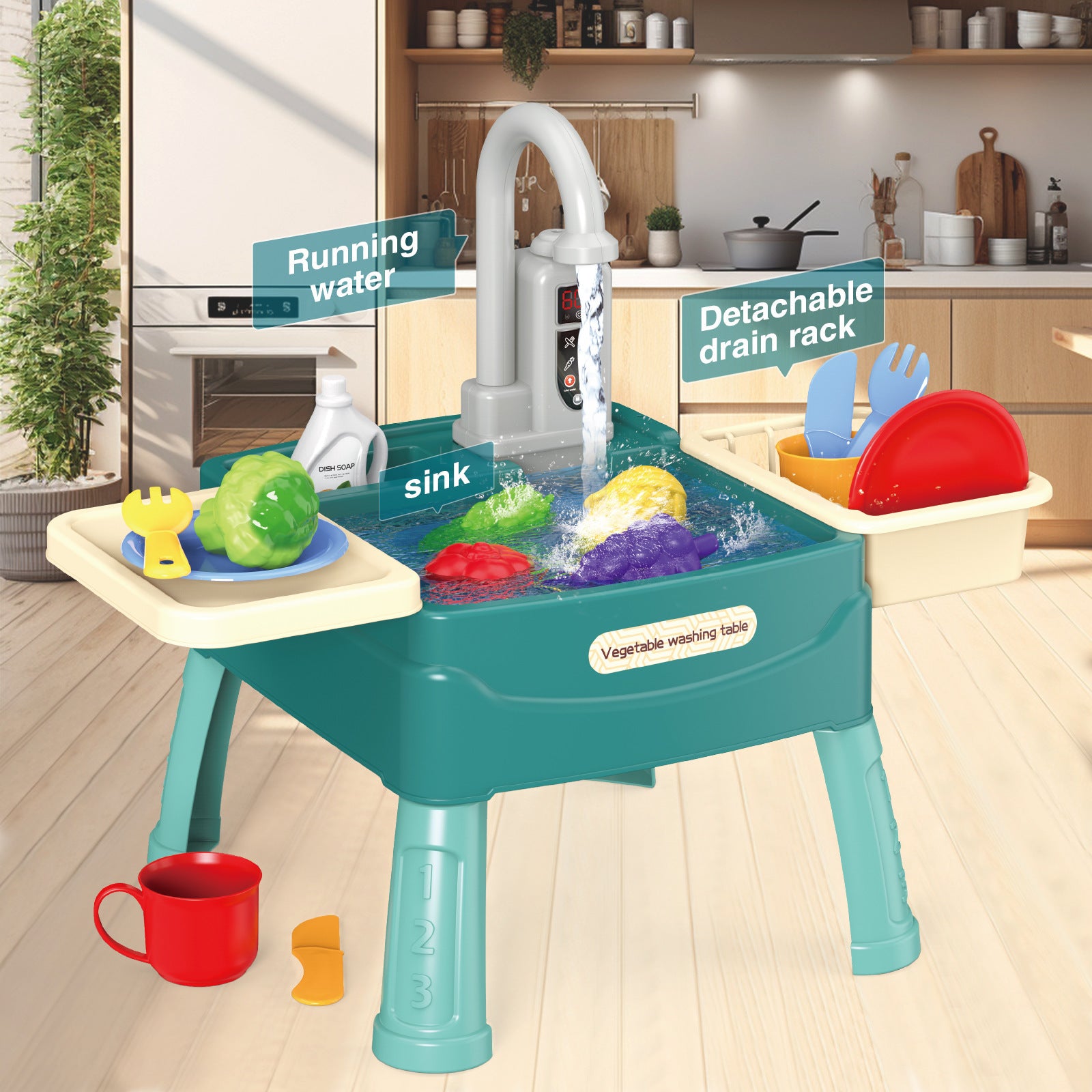Children&#039;s Dishwasher Toy Simulation Kitchen Dishwasher Electric Circulation Water Washing Basin Play House Mini Set