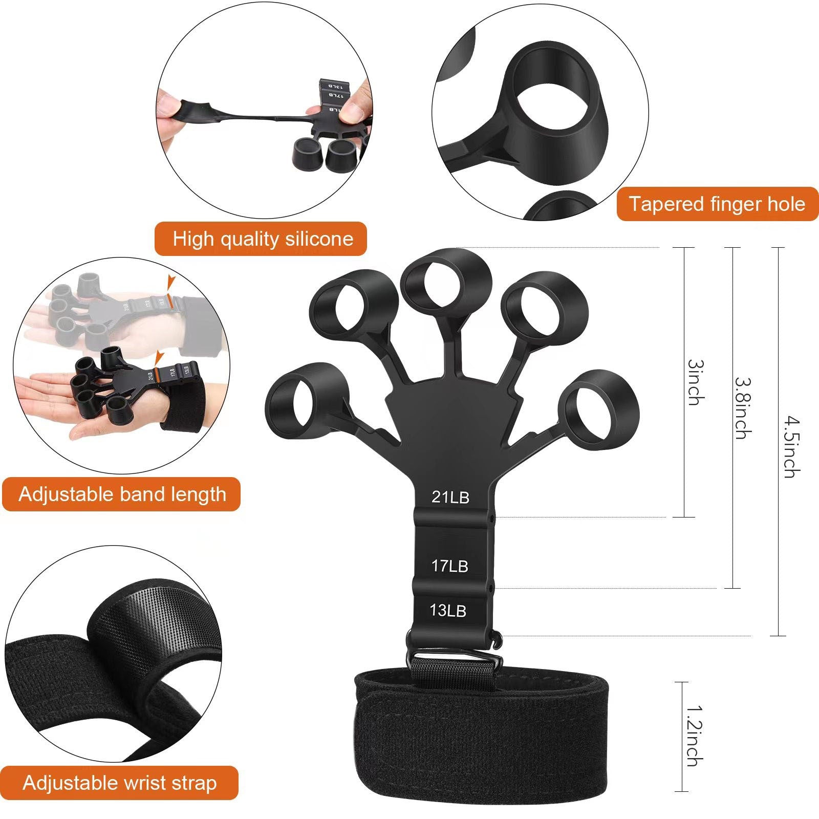Silicone 5-finger Wrist Tensioner, Finger Trainer, Shooting Posture Corrector, Finger Grip Enhancement Device