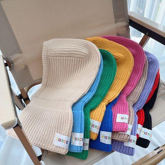 Children&#039;s One-piece Hat Dopamine Boys And Girls Solid Color All-match Knitted Hat Baby Autumn And Winter Earmuffs Warm Fashion