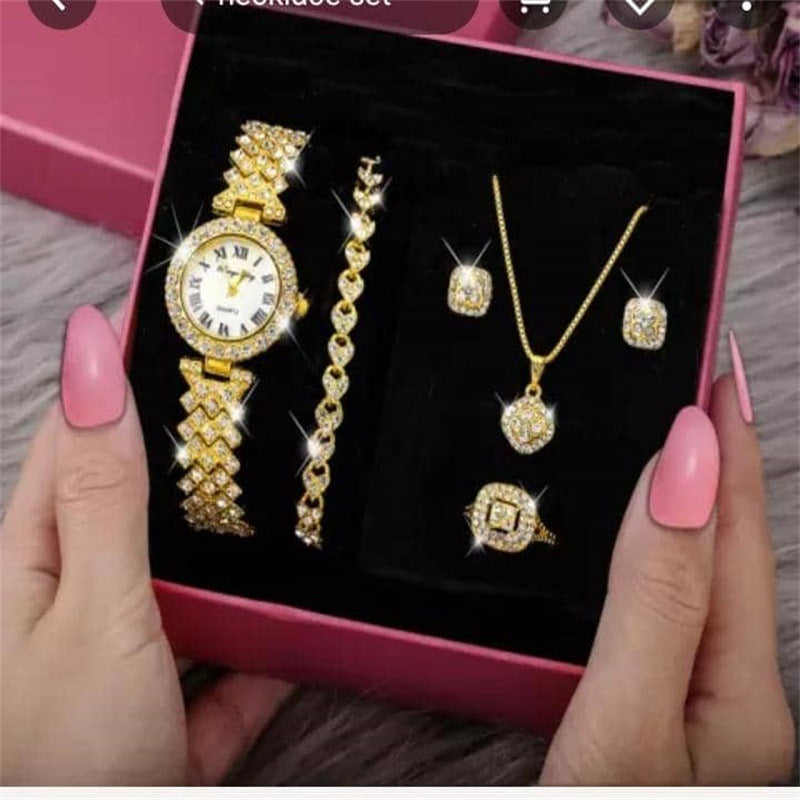New Full Diamond Luxury Bracelet Watch Set Ladies Quartz Watch