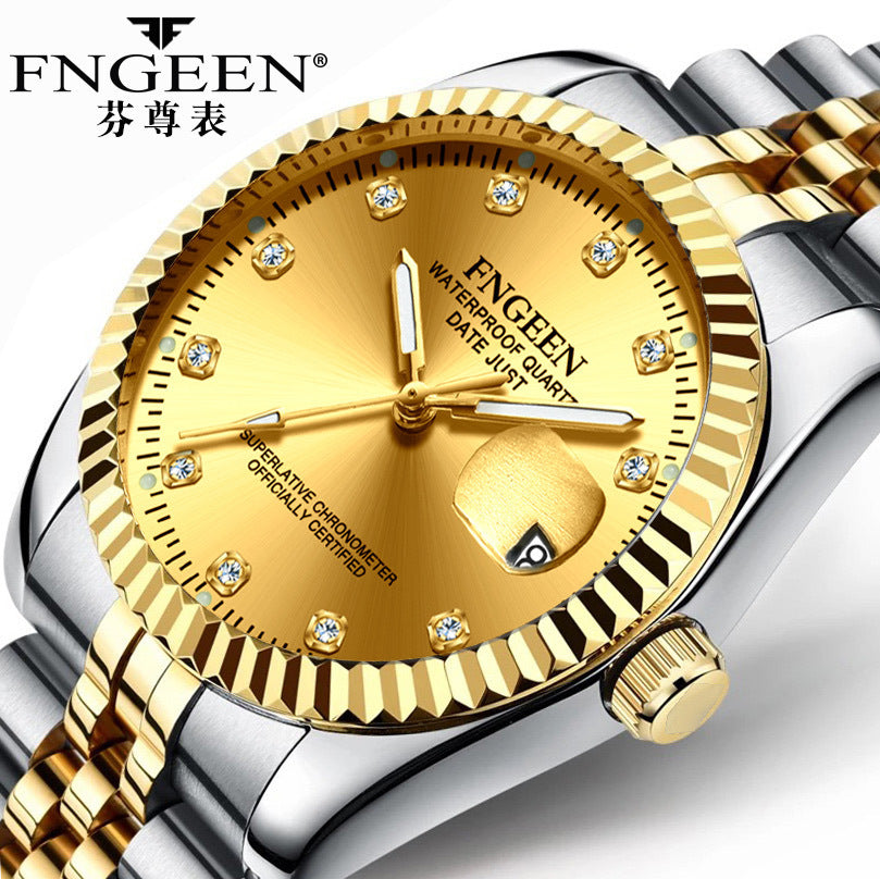 Gold Fashion Watch For Businessman By FNGEEN