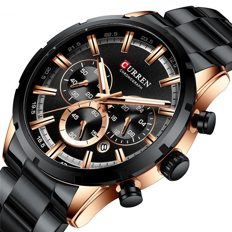 CURREN Karien 8355 Water Quartz Six-Needle Calendar Steel Band Business Watch Men&#039;s Watch