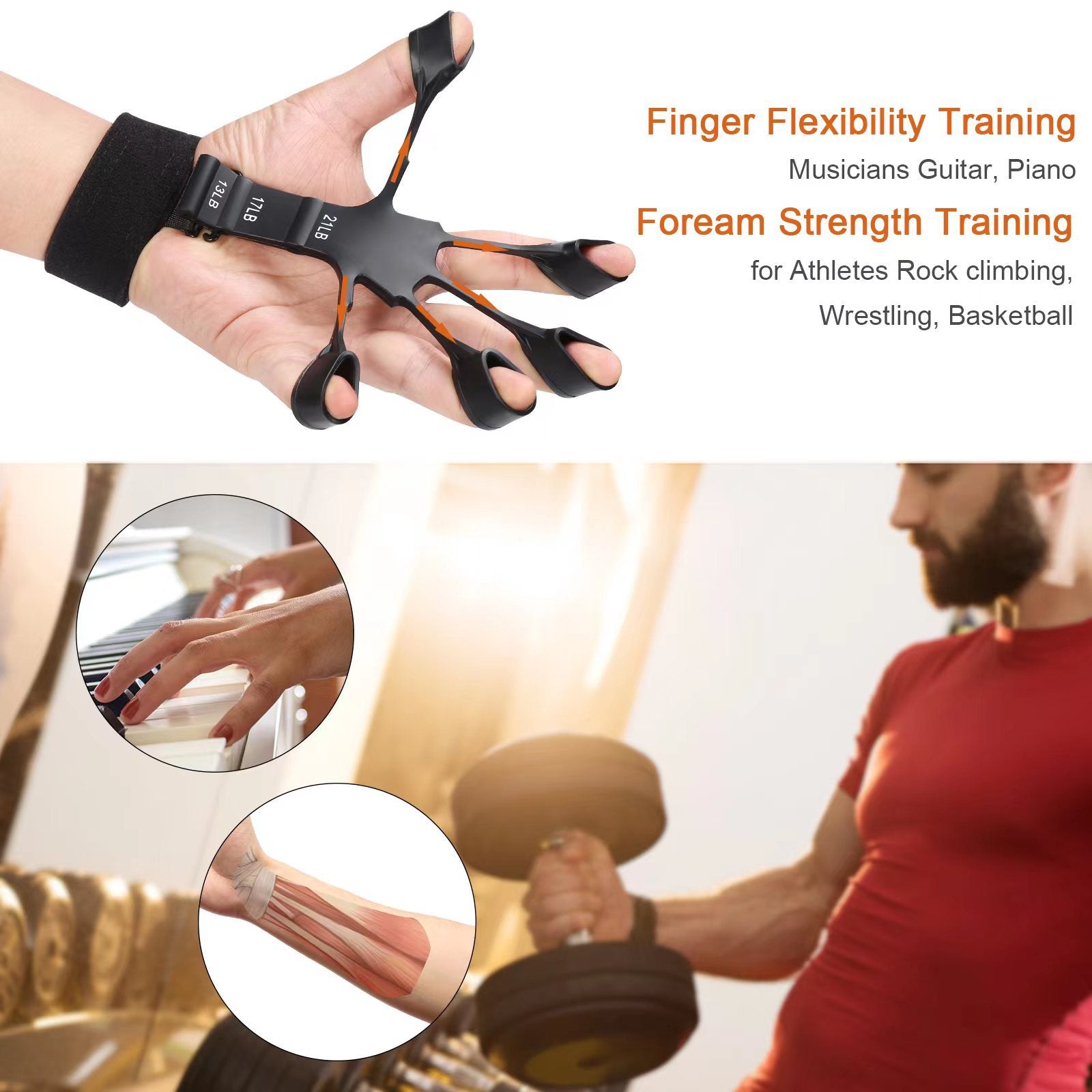 Silicone 5-finger Wrist Tensioner, Finger Trainer, Shooting Posture Corrector, Finger Grip Enhancement Device