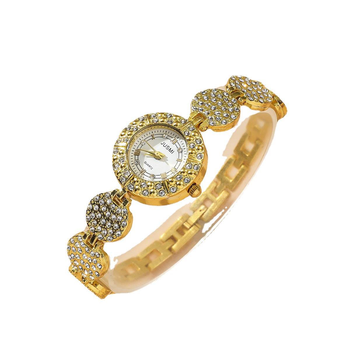 New Full Diamond Luxury Bracelet Watch Set Ladies Quartz Watch