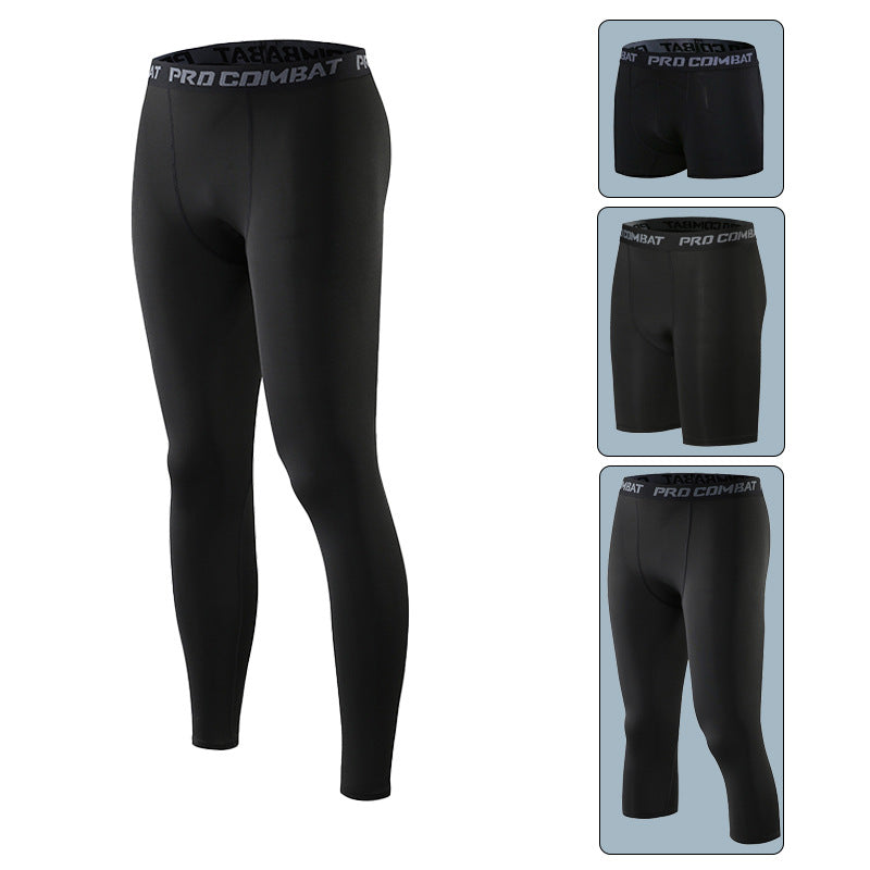 Men&#039;s Leggings High-elastic Quick-drying Track And Field Running Five-point Shorts Compression Basketball Bottoming Yoga Pants Fitness Trousers