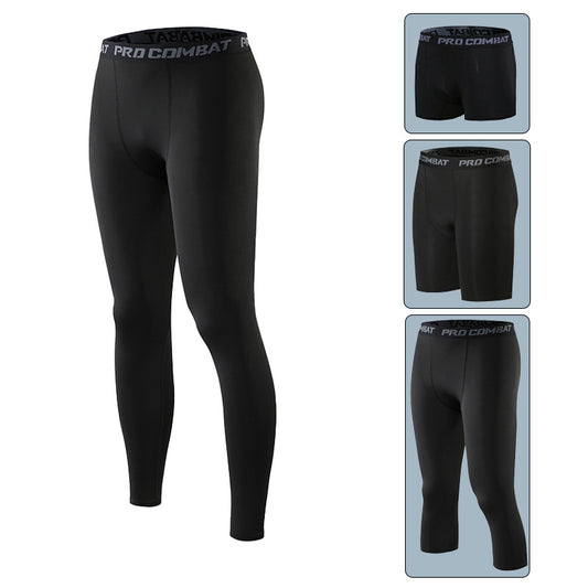 Men&#039;s Leggings High-elastic Quick-drying Track And Field Running Five-point Shorts Compression Basketball Bottoming Yoga Pants Fitness Trousers