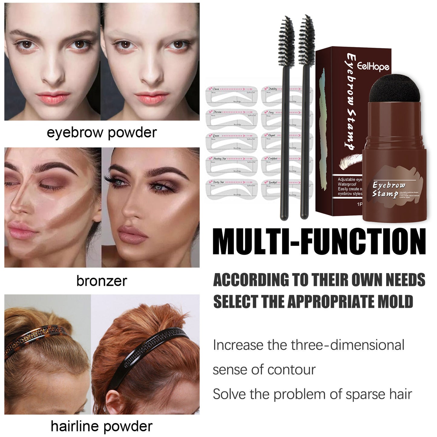 Eyebrow Print Set Eyebrow Fast Makeup Lazy Hairline Powder Repair Natural Waterproof Cosmetic Shadow Artifact