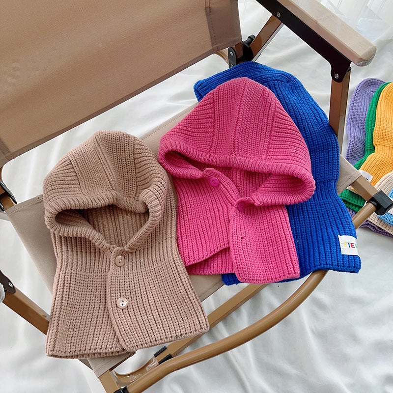 Children&#039;s One-piece Hat Dopamine Boys And Girls Solid Color All-match Knitted Hat Baby Autumn And Winter Earmuffs Warm Fashion