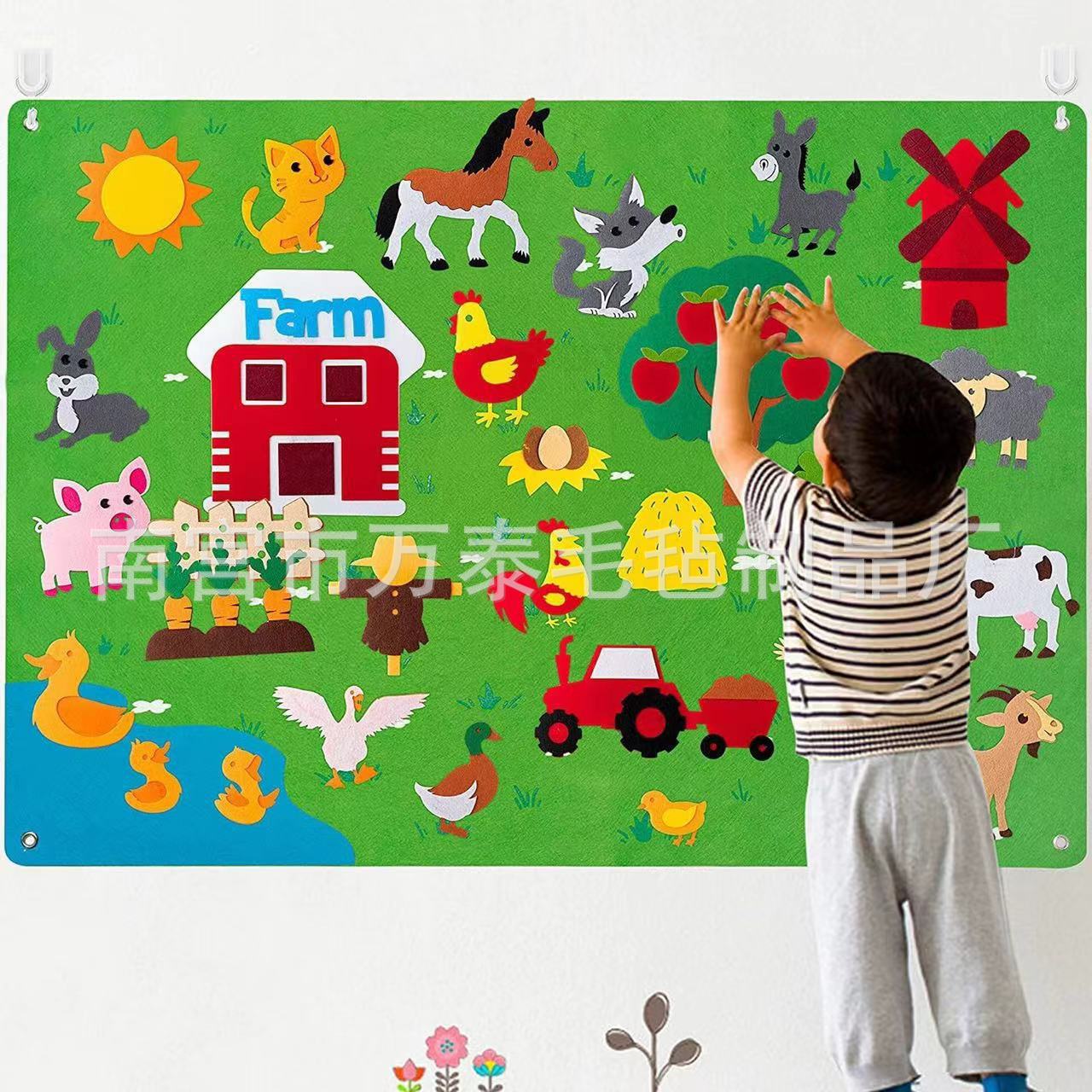 Cross-border Felt Learning Board Puzzle Diy Wholesale Wall Hanging Felt Story Board Children Busy Board New Style