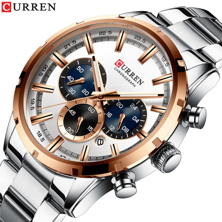 CURREN Karien 8355 Water Quartz Six-Needle Calendar Steel Band Business Watch Men&#039;s Watch